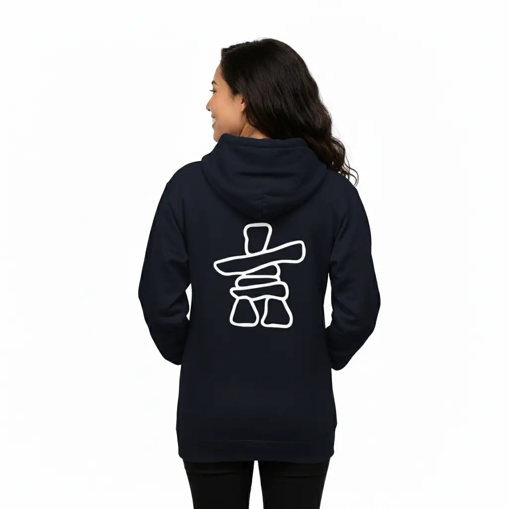 Inukshuk - Embossed Canada Navy Hoodie