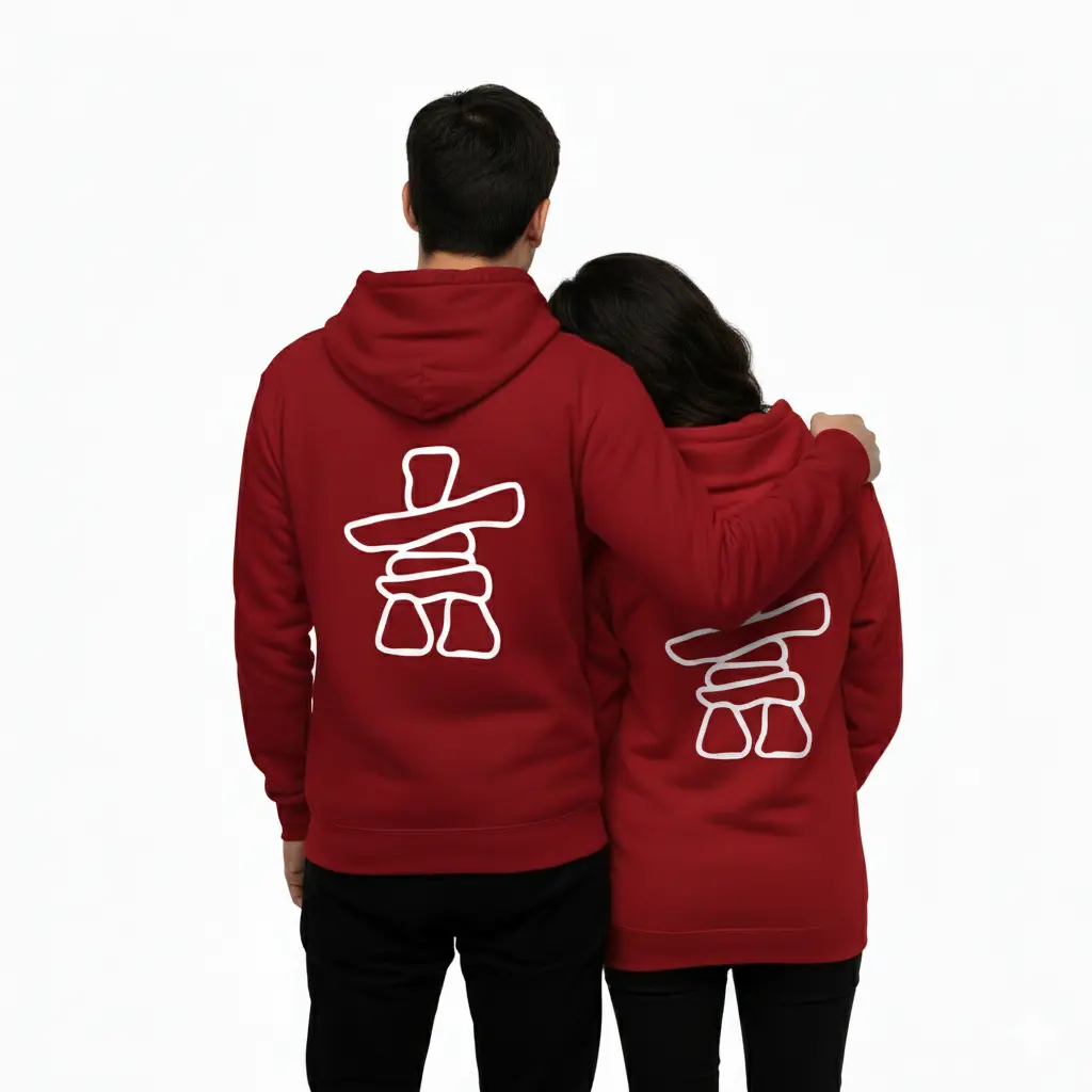 Inukshuk - Embossed Canada Red Hoodie