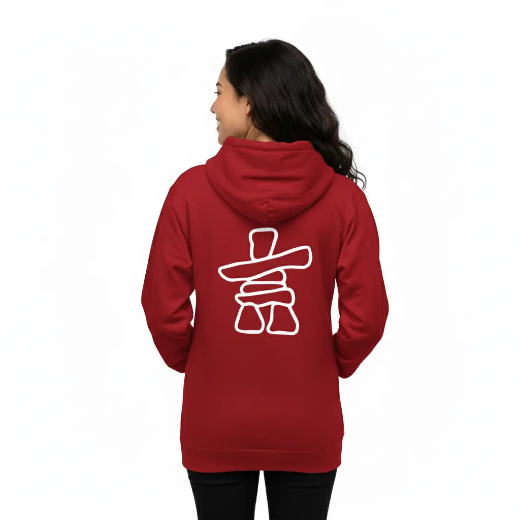 Inukshuk - Embossed Canada Red Hoodie