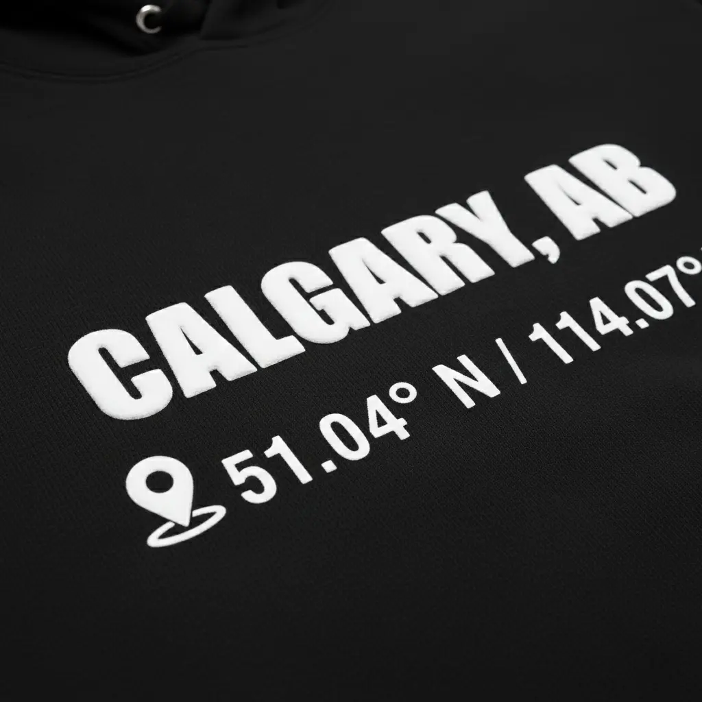 City Coordinates - Embossed Canada Black Hoodie