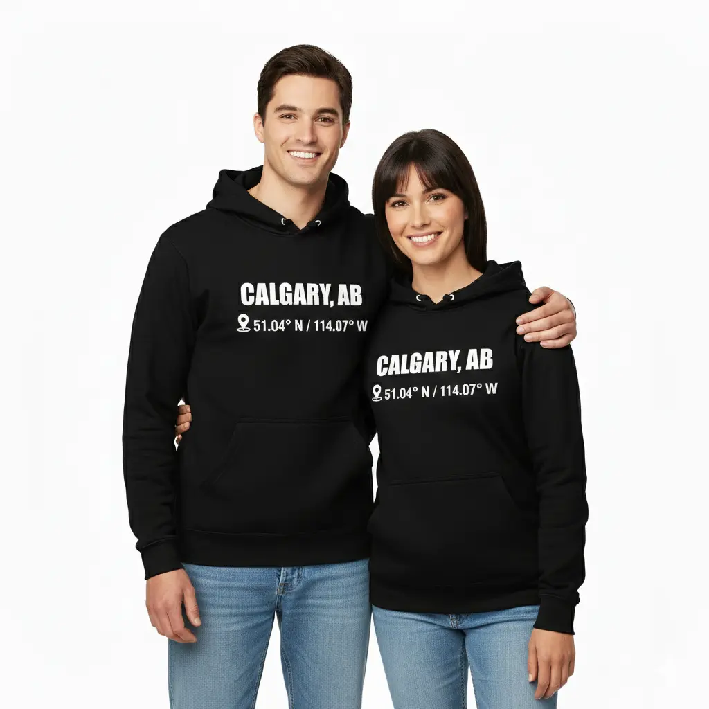 City Coordinates - Embossed Canada Black Hoodie