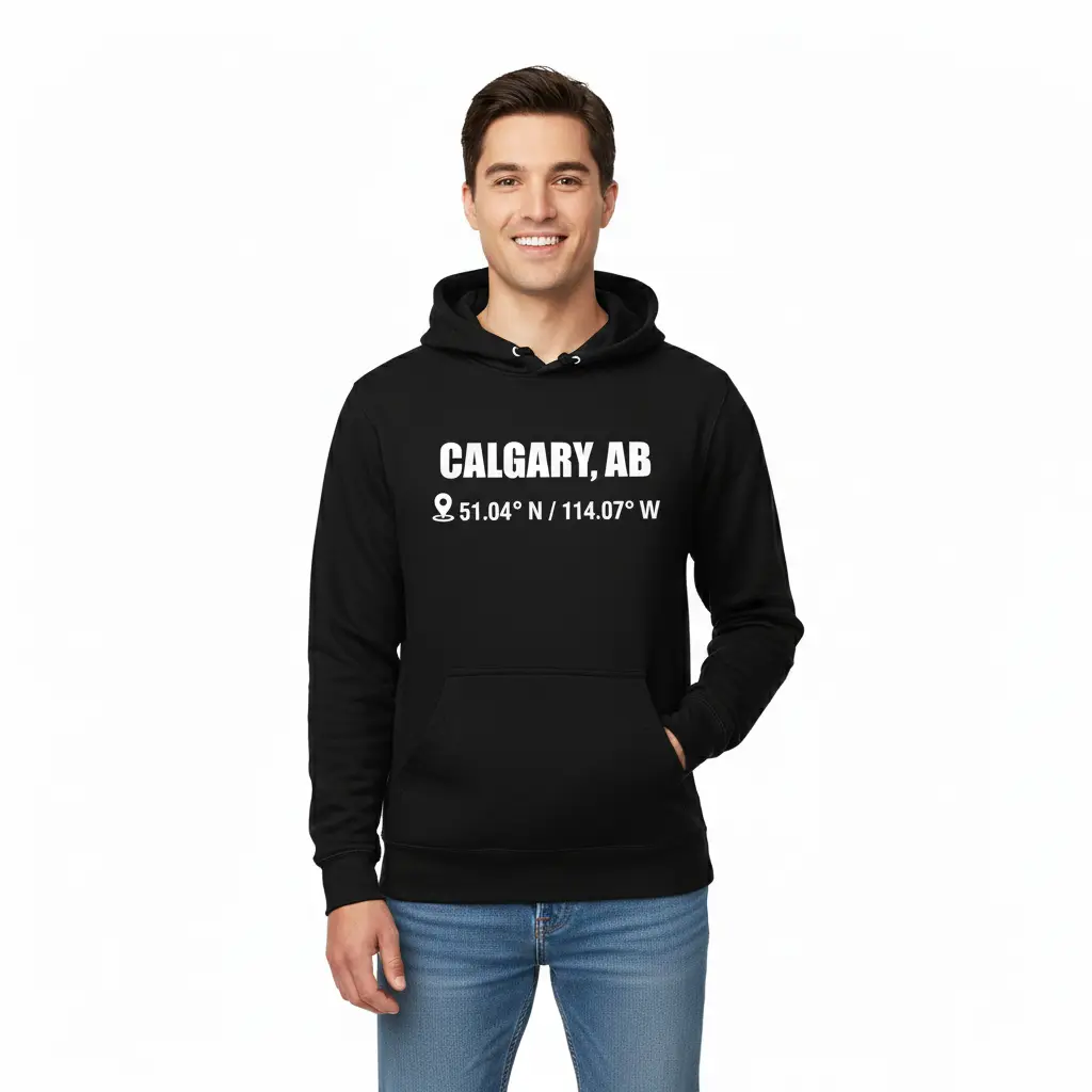 City Coordinates - Embossed Canada Black Hoodie
