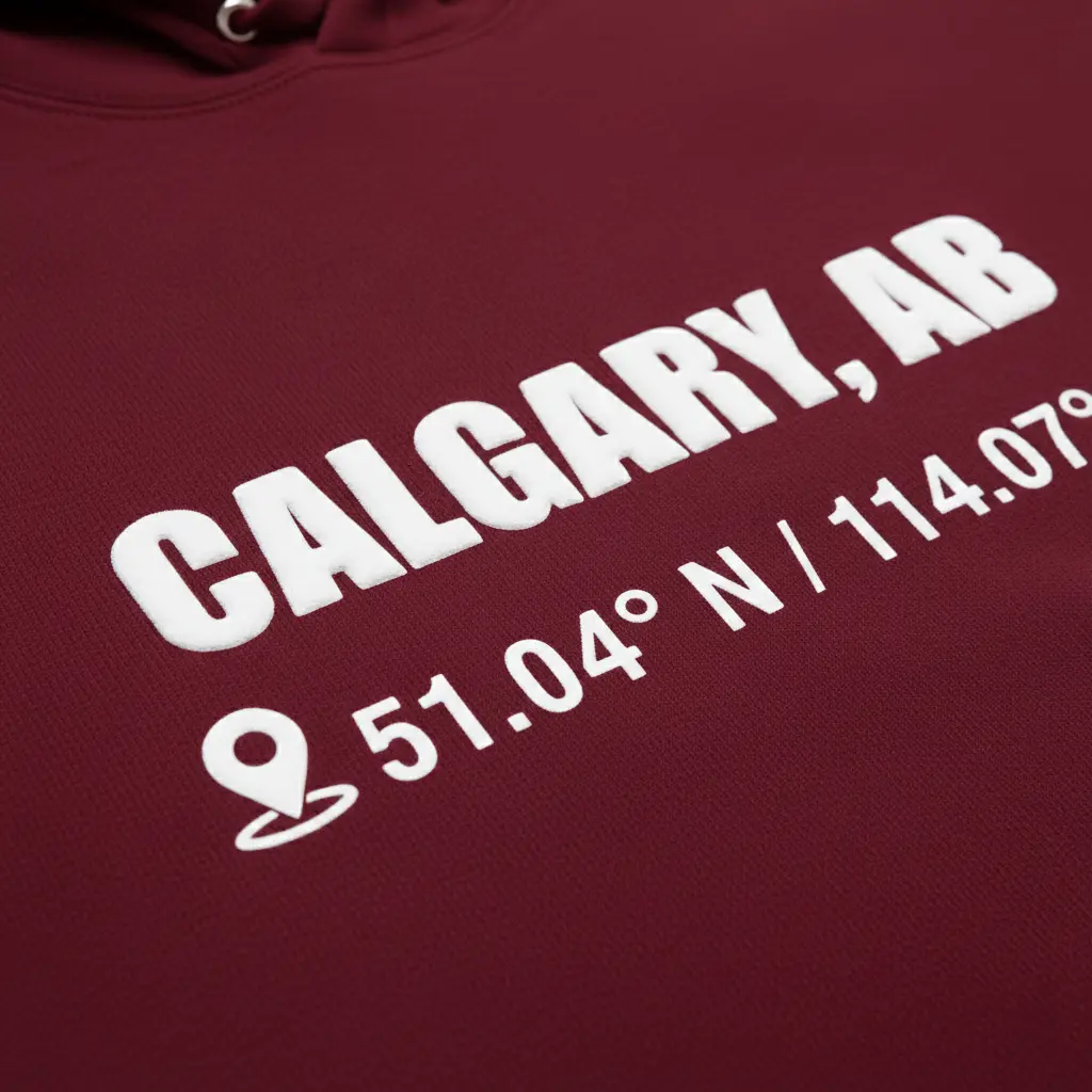 City Coordinates - Embossed Canada Red Hoodie