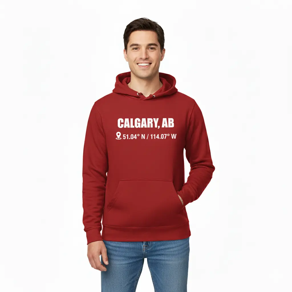 City Coordinates - Embossed Canada Red Hoodie