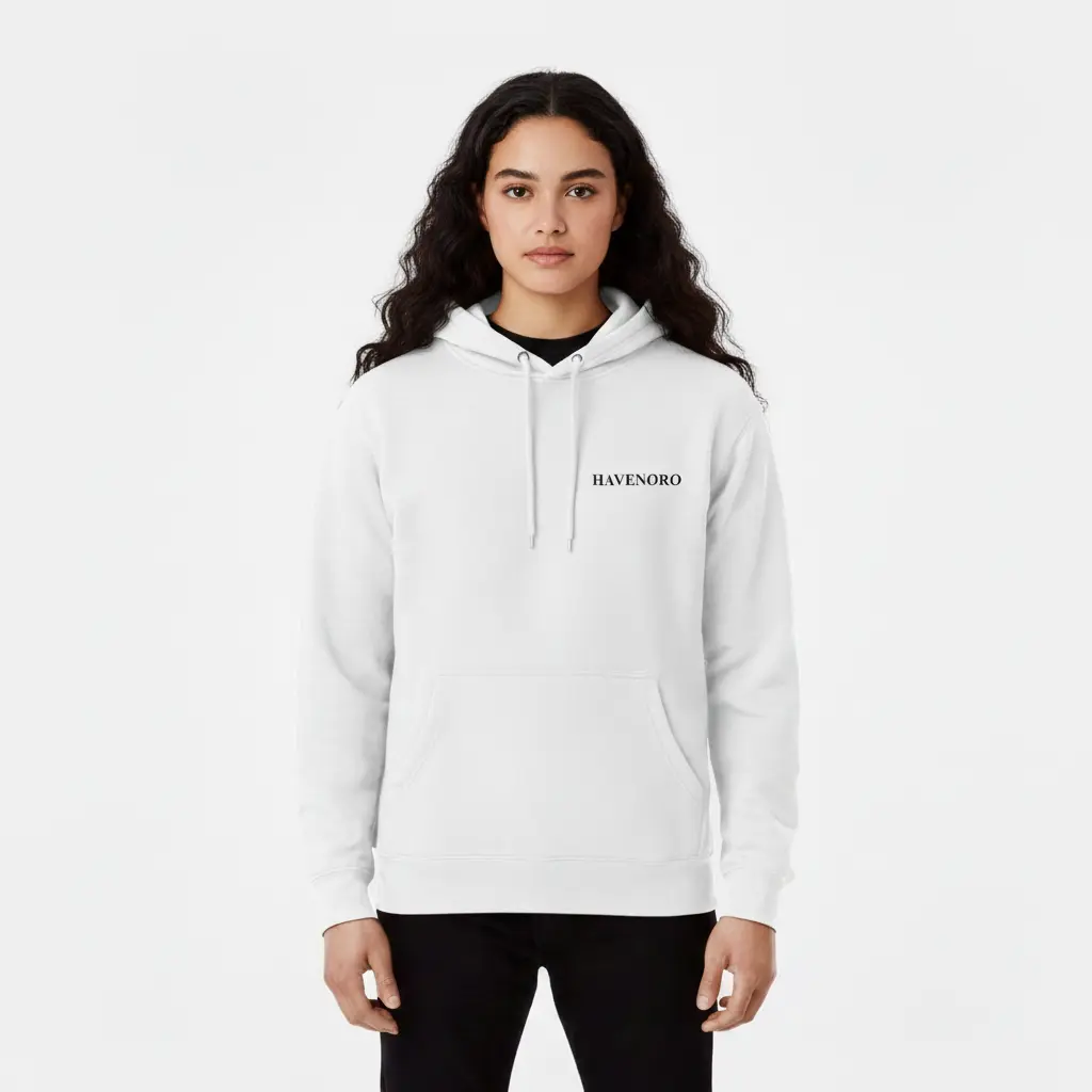 Havenoro - Embossed Essentials White Hoodie