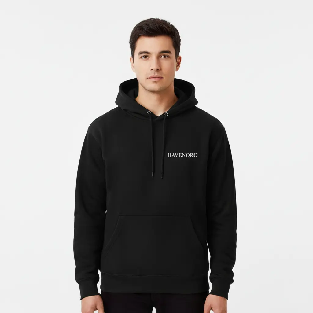Havenoro - Embossed Essentials Black Hoodie