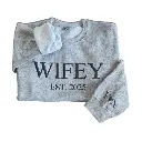 Personalized Embossed WIFEY/HUBBY Sweatshirt