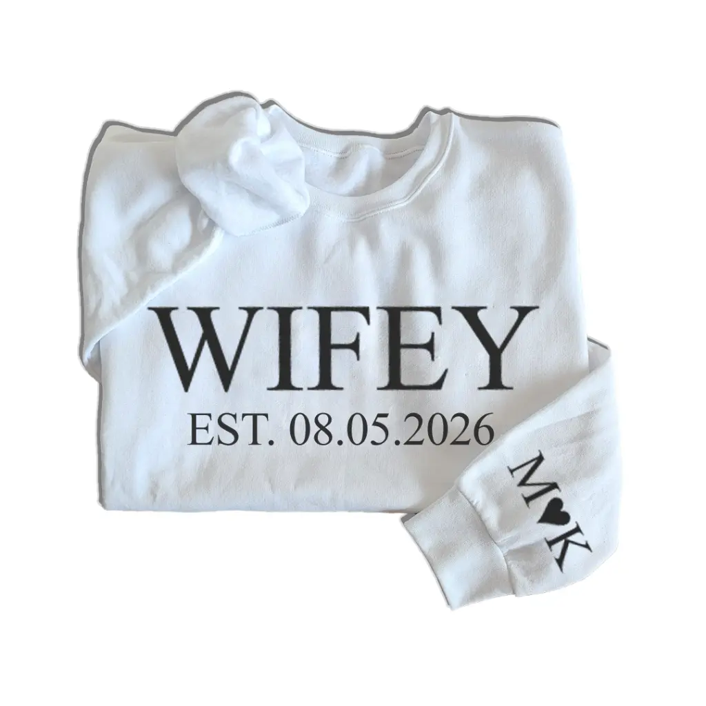 Personalized Embossed WIFEY Sweatshirt Contrast