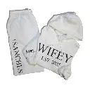 Personalized Embossed WIFEY/HUBBY Hoodie & Joggers Set  Black and White
