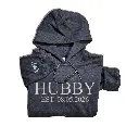 Personalized Embossed WIFEY/HUBBY Hoodie Bundle Black and White