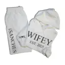 Personalized Embossed WIFEY/HUBBY Hoodie & Joggers B&W Set