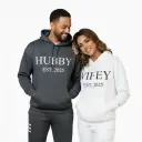 Personalized Embossed WIFEY/HUBBY Hoodies Bundle