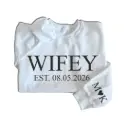 Personalized Embossed WIFEY/HUBBY Sweatshirt B&W
