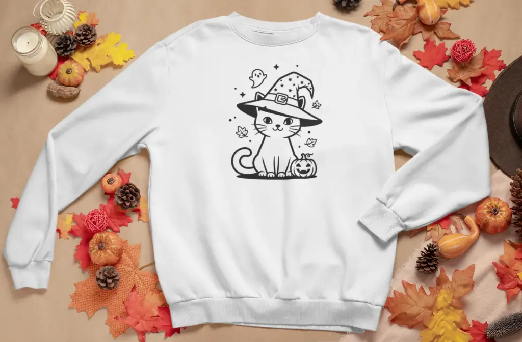 Embossed Autumn Cat Sweatshirt