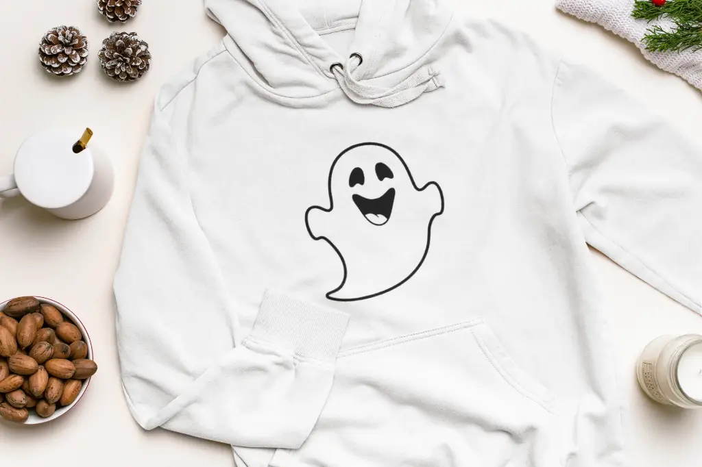 Embossed Happy Ghost Hoodie