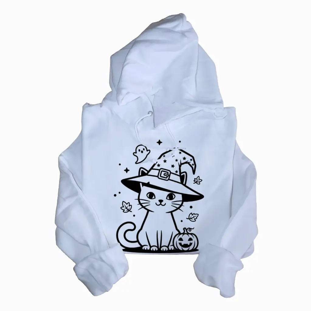 Embossed Autumn Cat Hoodie