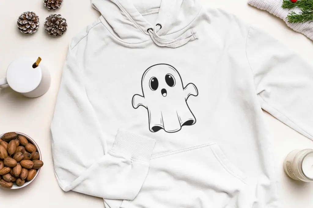 Embossed Spooky Ghost Hoodie