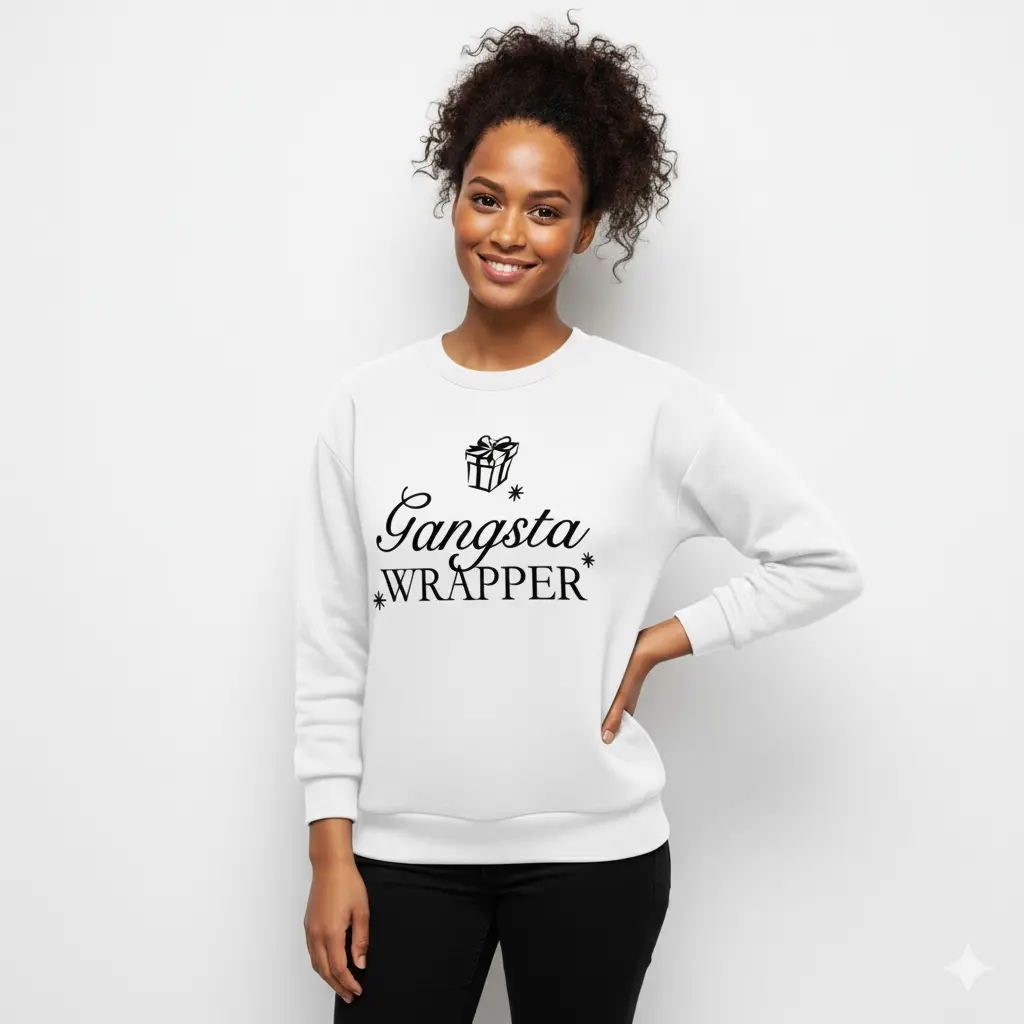 Embossed Gangsta Wrapper Christmas Sweatshirt