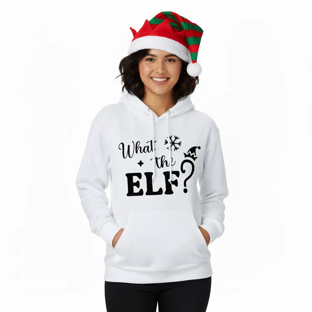 Embossed What the Elf Christmas Hoodie