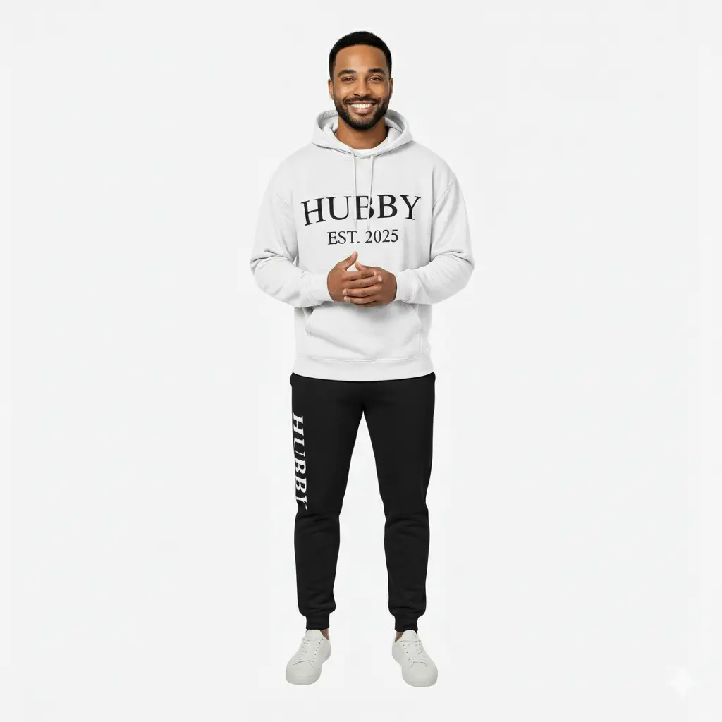 Personalized 3D Puff Embossed HUBBY Hoodie and Joggers Set