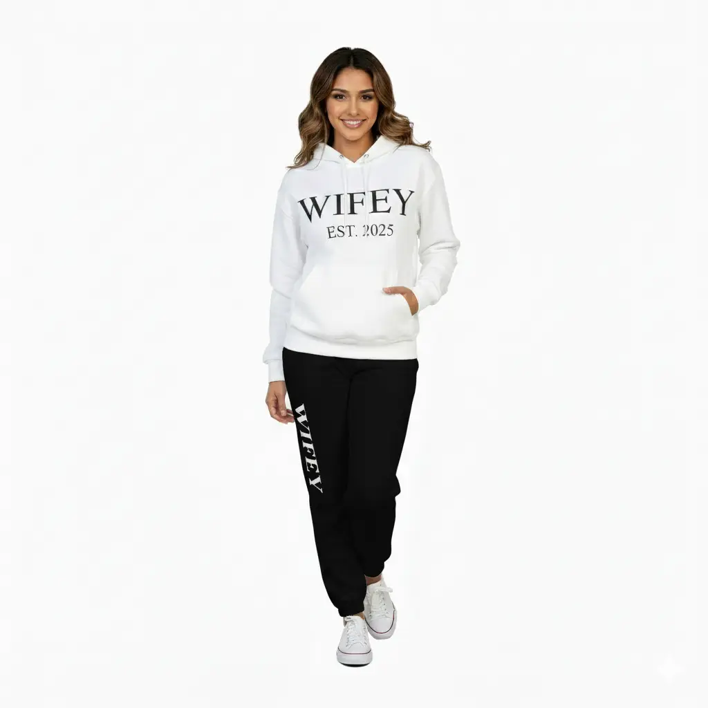 Personalized 3D Puff Embossed WIFEY Hoodie & Joggers Set