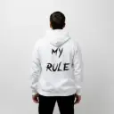 My Rule - Embossed Puff Back Hoodie White
