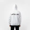 Unfollow - Embossed Puff Back Hoodie White