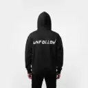Unfollow - Embossed Puff Back Hoodie Black