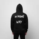 Wrong way - Embossed Puff Back Hoodie Black