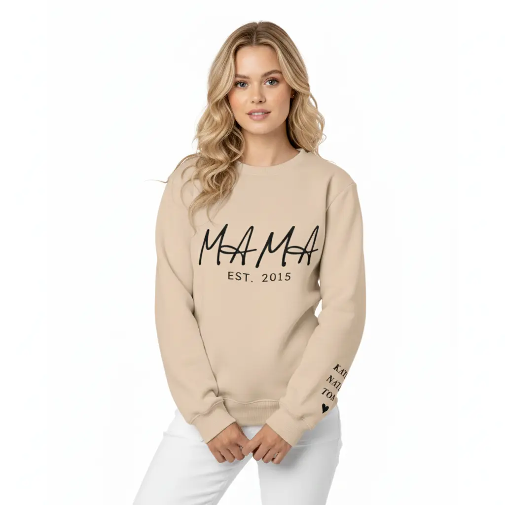 Personalized 3D Puff Embossed MAMA Sweatshirt