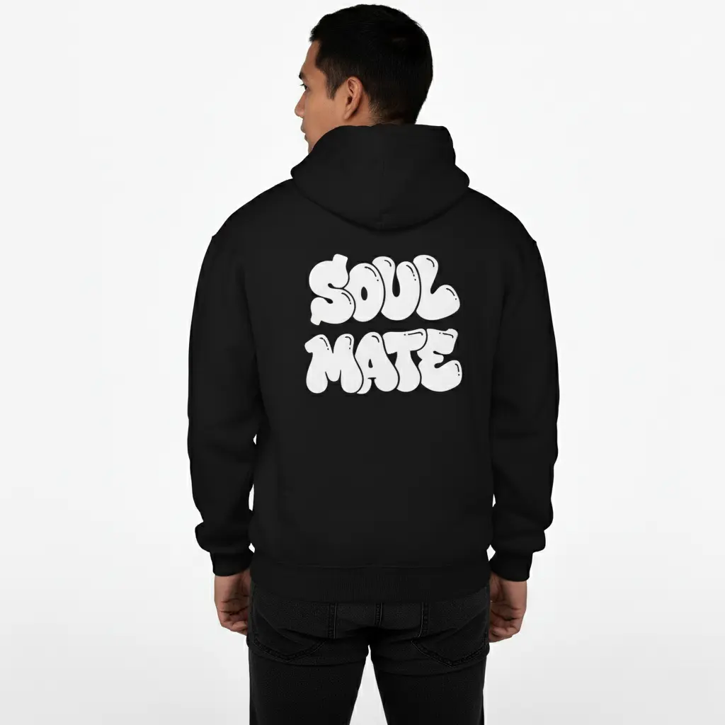 Soul Mate - Embossed Valentines Black Hoodie