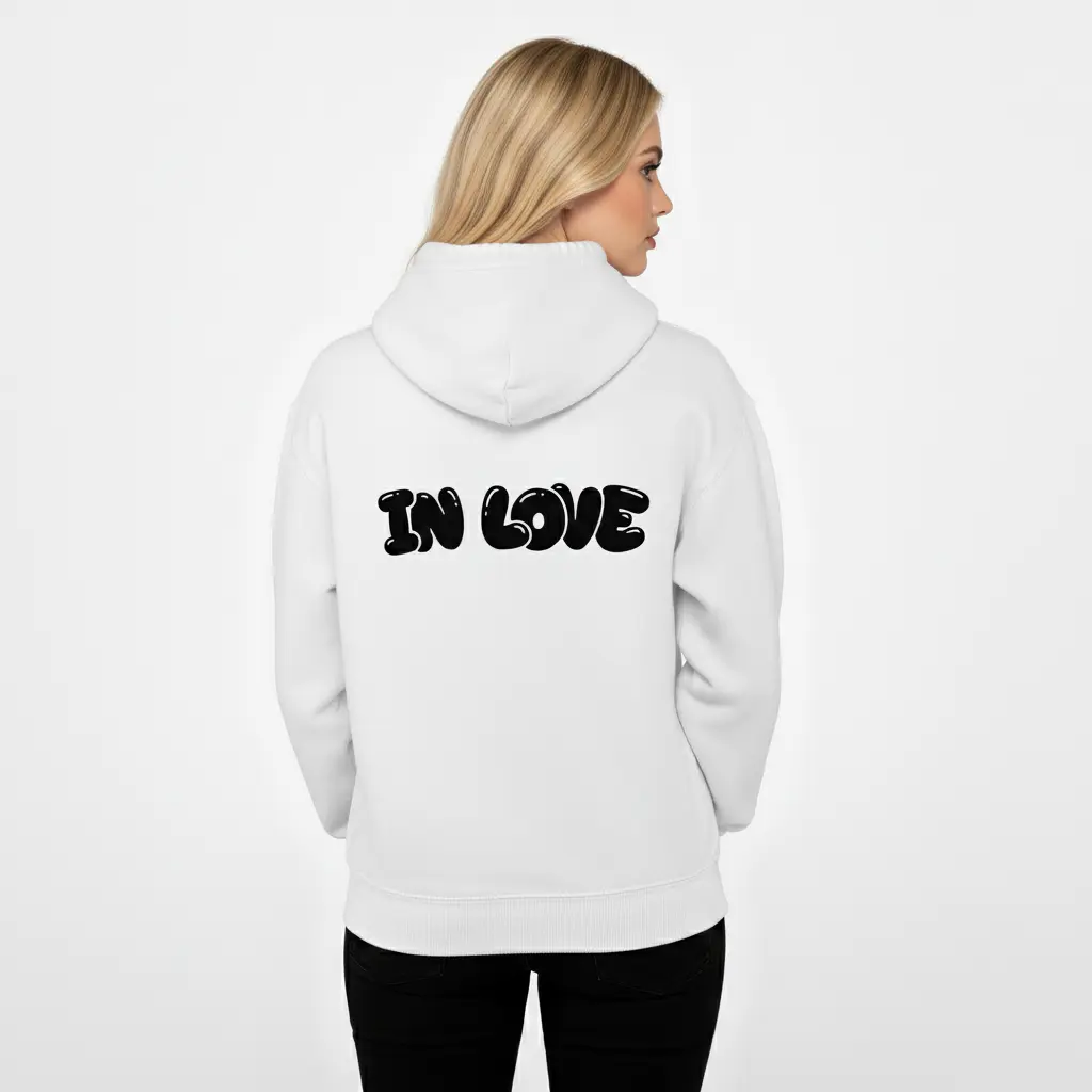 In Love - Embossed Valentines White Hoodie
