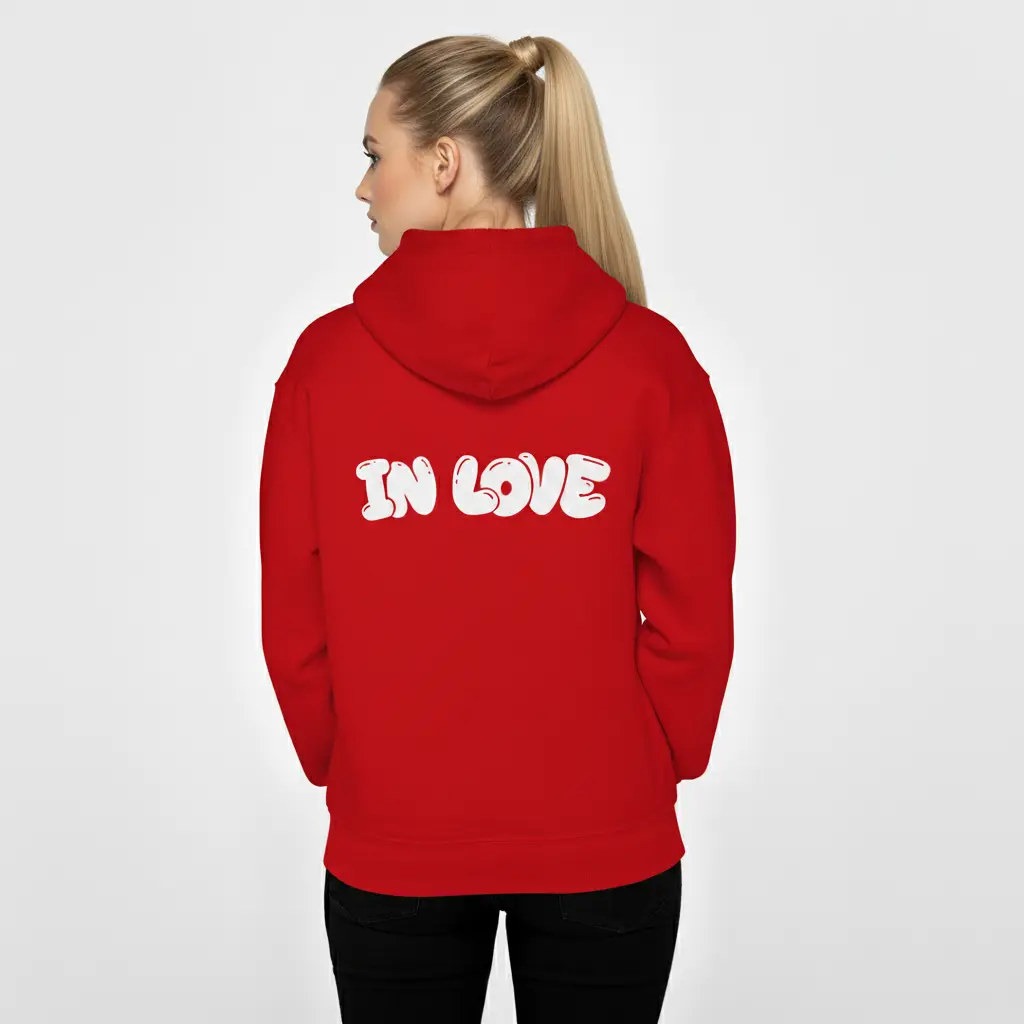In Love - Embossed Valentines Red Hoodie