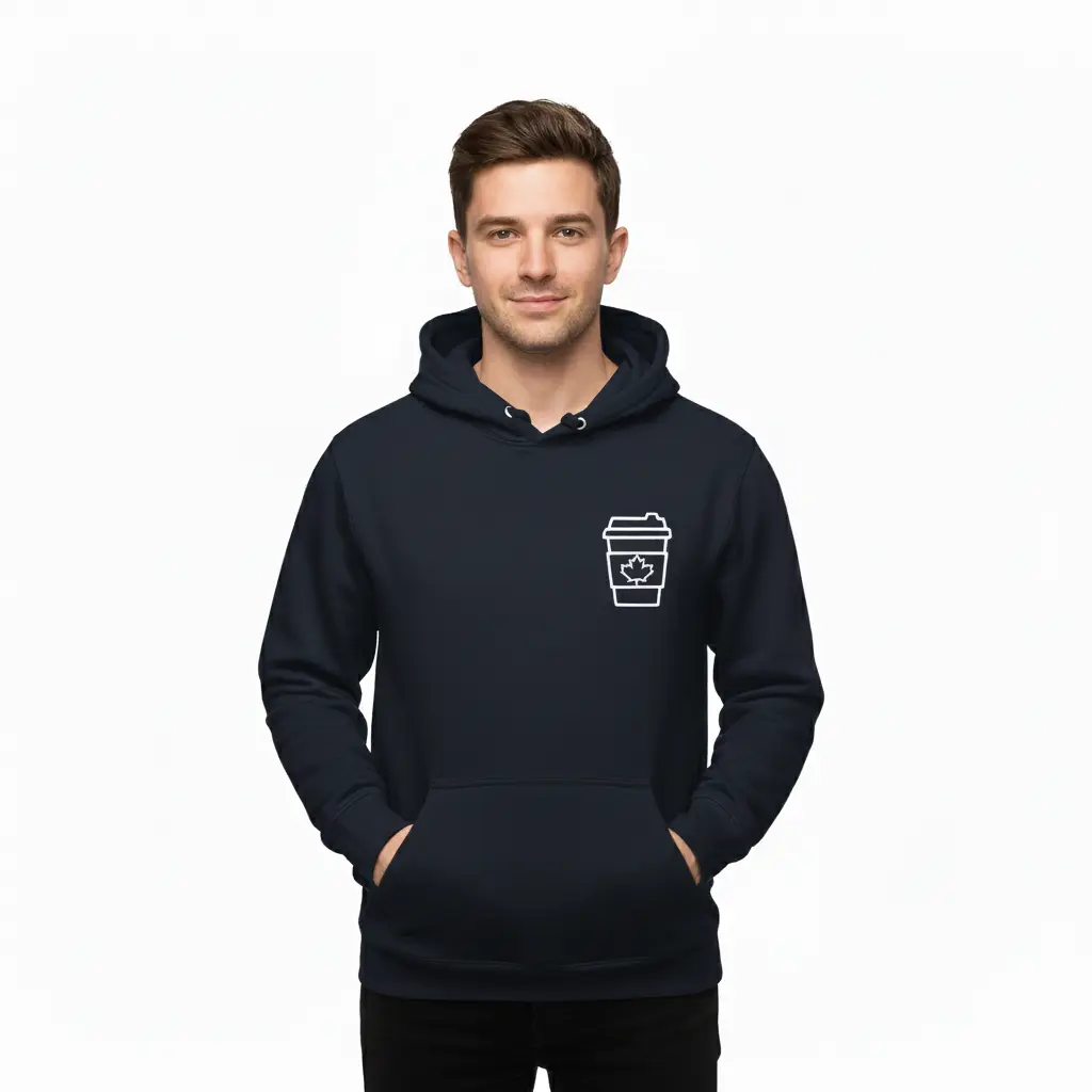 Double Double - Embossed Canada Navy Hoodie