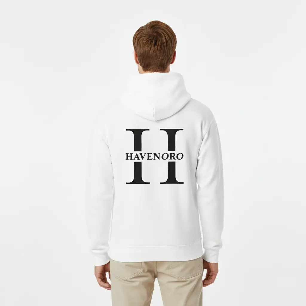 H - Havenoro - Embossed Essentials White Hoodie