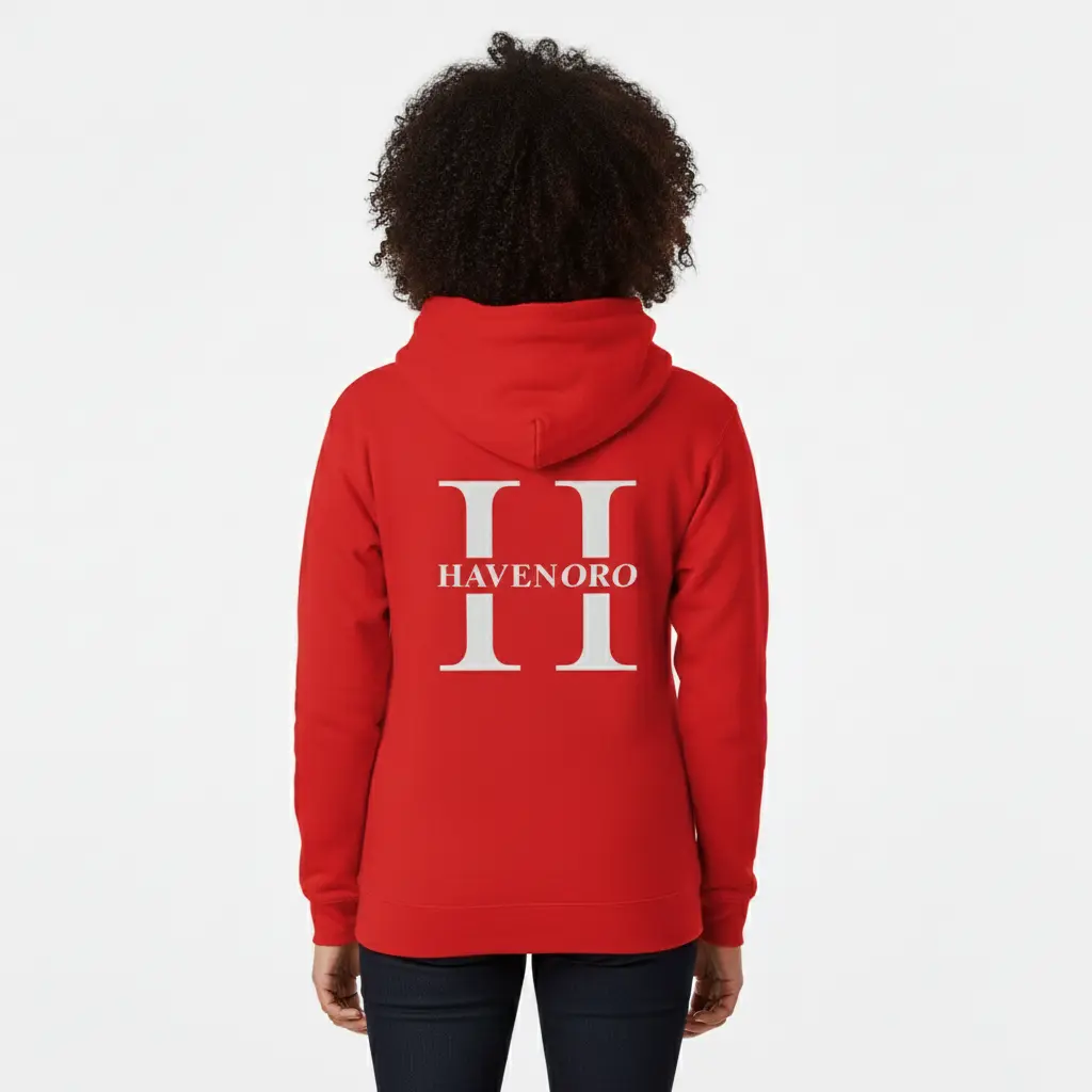 H - Havenoro - Embossed Essentials Red Hoodie