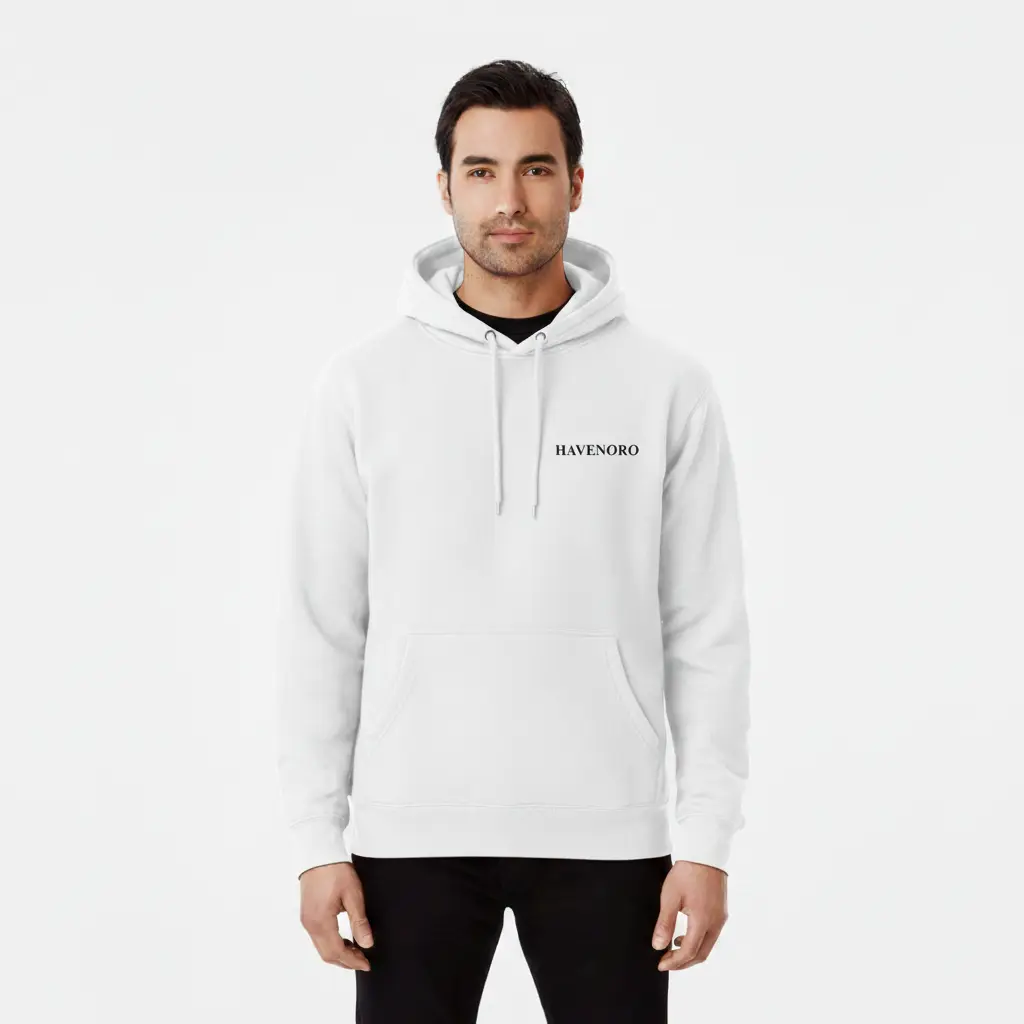 Havenoro - Embossed Essentials White Hoodie