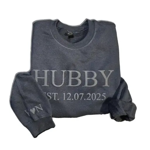 Personalized Embossed WIFEY/HUBBY Sweatshirt