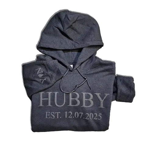 Personalized Embossed WIFEY/HUBBY Hoodie