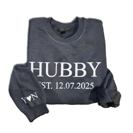 Personalized Embossed WIFEY/HUBBY Sweatshirt B&W