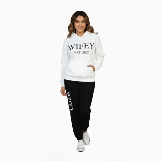 Personalized 3D Puff Embossed WIFEY Hoodie & Joggers Set