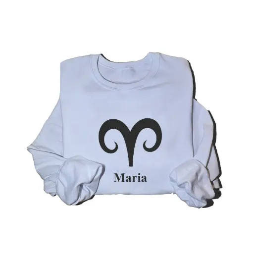 Personalized Embossed Aries Zodiac Sweatshirt
