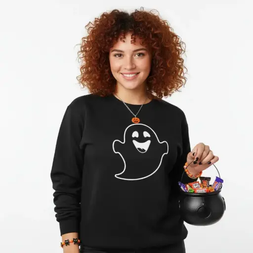Embossed Happy Ghost Sweatshirt
