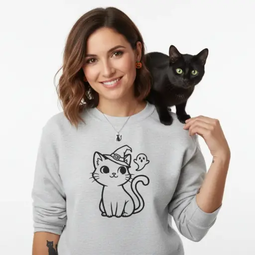 Embossed Spooky Cat Sweatshirt