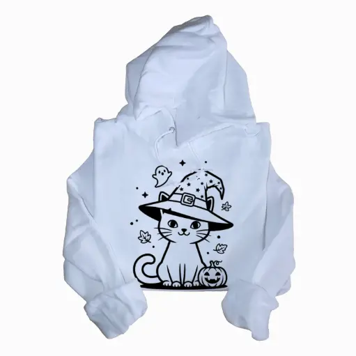 Embossed Autumn Cat Hoodie