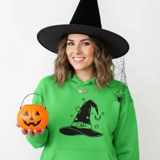 Embossed Witch Hat Hoodie