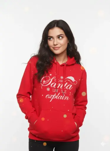 Embossed Santa let me explain Christmas Hoodie