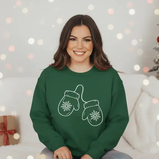 Embossed Mittens Christmas Sweatshirt