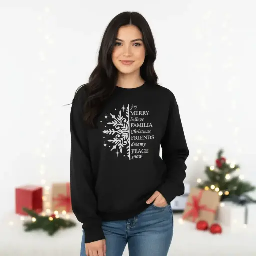 Embossed Snowflake Christmas Sweatshirt