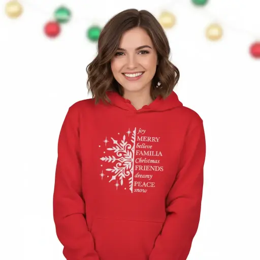 Embossed Snowflake Christmas Hoodie